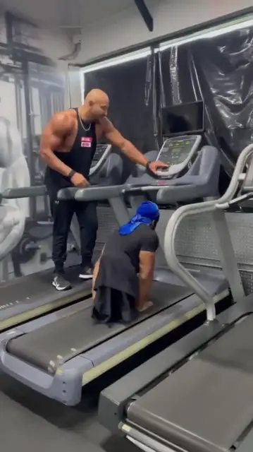 Video thumbnail for Athlete Powerfully Sprinting on Hands on a Gym Treadmill