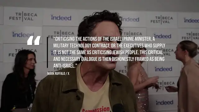 Video thumbnail for Mark Ruffalo slams accusations of anti-semitism.