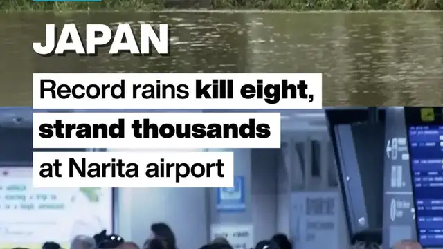 Video thumbnail for Japan: Record rains kill eight, strand thousands at Narita airport