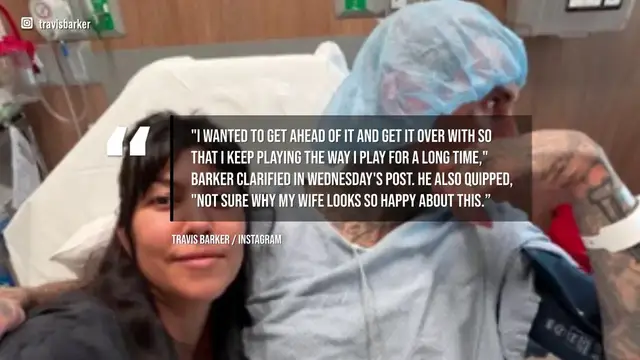 Video thumbnail for Travis Barker reveals reason for hospital stay.