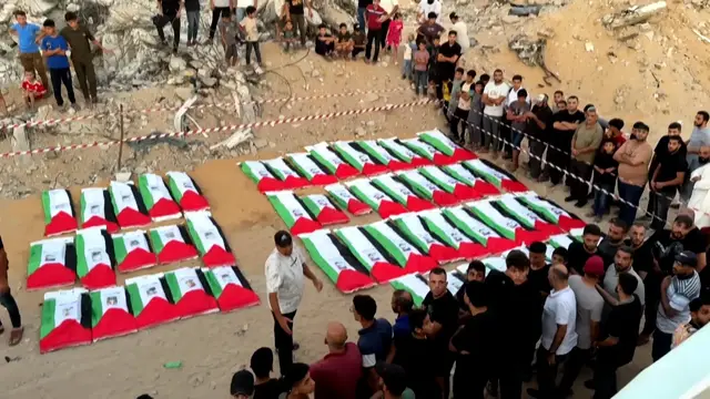Video thumbnail for Gaza prepares to bury 105 Palestinians killed in October 2023