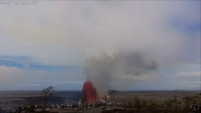 Video thumbnail for US: Visitors Watch Towering Lava Fountains As Kilauea Erupts In Hawaii.