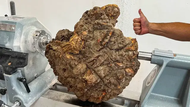 Video thumbnail for Woodturning – Giant Oak Burl to Worms Lookalike Figured Bowl