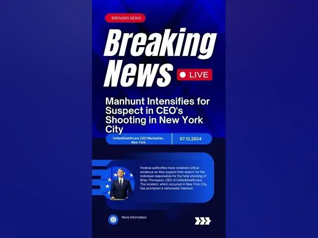 Video thumbnail for Breaking: Manhunt Intensifies for Suspect in CEO's Shooting in New York City