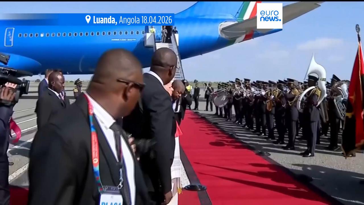 Video thumbnail for Pope Leo XIV lands in Angola as he is expected to address corruption and poverty