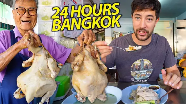 Video thumbnail for 24 Hours of Bangkok STREET FOOD in Talat Phlu  Chicken Rice Heaven!!