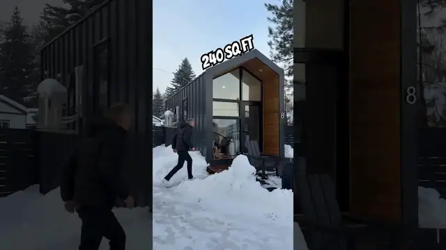 'Video thumbnail for Inside a 240 sq ft Tiny PREFAB HOME with a Sleeping Loft #hometour #modularhome #tinyhouse'