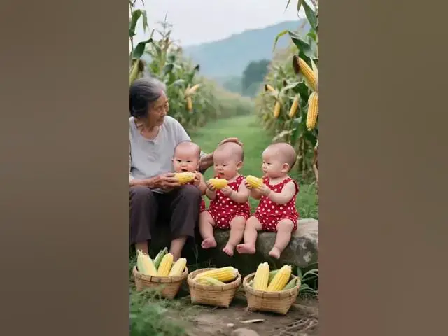 'Video thumbnail for Three Cute Toddler Girls Enjoy Corns With Grandma 🌽 👶 | Heartwarming Ai Animation #cute #shortvideo'