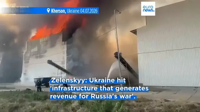 Video thumbnail for Ukraine strikes oil infrastructure sites near Saint Petersburg, Zelenskyy says