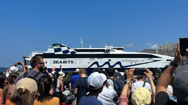 Video thumbnail for Milos to Santorini SeaJets Ferry Greek Islands