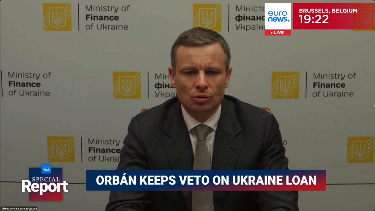 Video thumbnail for Ukraine finance minister laments 'bad news from Brussels' as Hungary keeps veto on loan