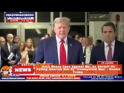 Video thumbnail for Hush Money Case Against Me, An Assault On Failing America Run By 'Incompetent Man' - Donald Trump