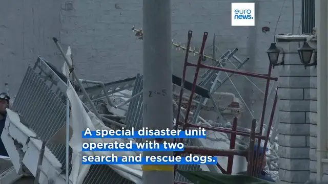 Video thumbnail for At least four trapped after apartment block collapses in Athens, fire brigade says