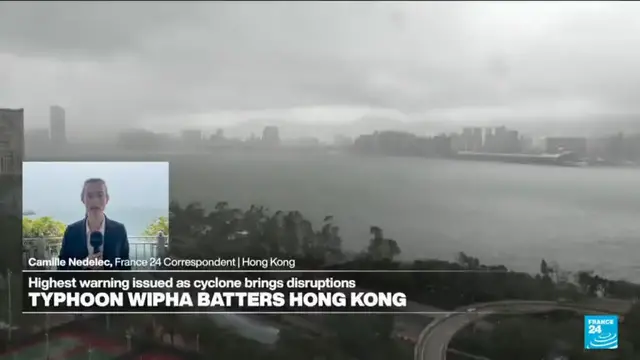 Video thumbnail for Typhoon Wipha batters Honk Kong and brings disruptions