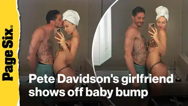 'Video thumbnail for Pete Davidson's pregnant girlfriend, Elsie Hewitt, shows off growing baby bump in adorable vacation snaps'