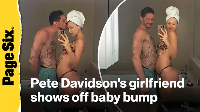 'Video thumbnail for Pete Davidson's pregnant girlfriend, Elsie Hewitt, shows off growing baby bump in adorable vacation snaps'