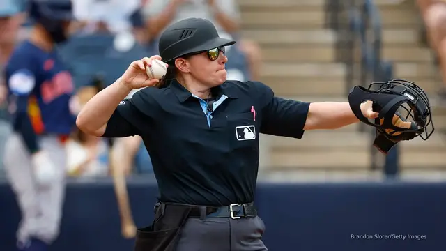 'Video thumbnail for MLB set to call up Jen Pawol, league’s first female umpire  '