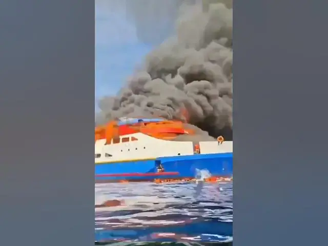 'Video thumbnail for Ferry Carrying 280 People Erupts In Flames'