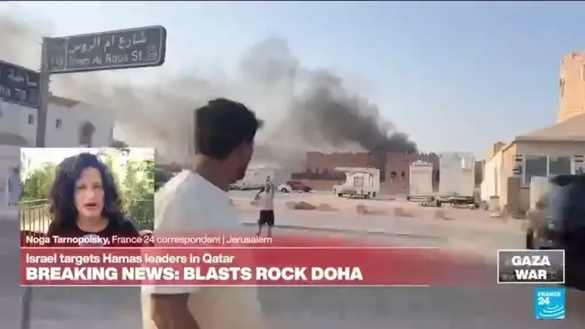 'Video thumbnail for Explosion heard in Qatar's capital as Israel says it targets Hamas leadership in Doha'