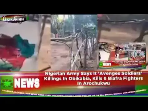 Video thumbnail for Nigerian Army Says It 'Avenges Soldiers' Killings In Obikabia, Kills 6 Biafra Fighters In Arochukwu