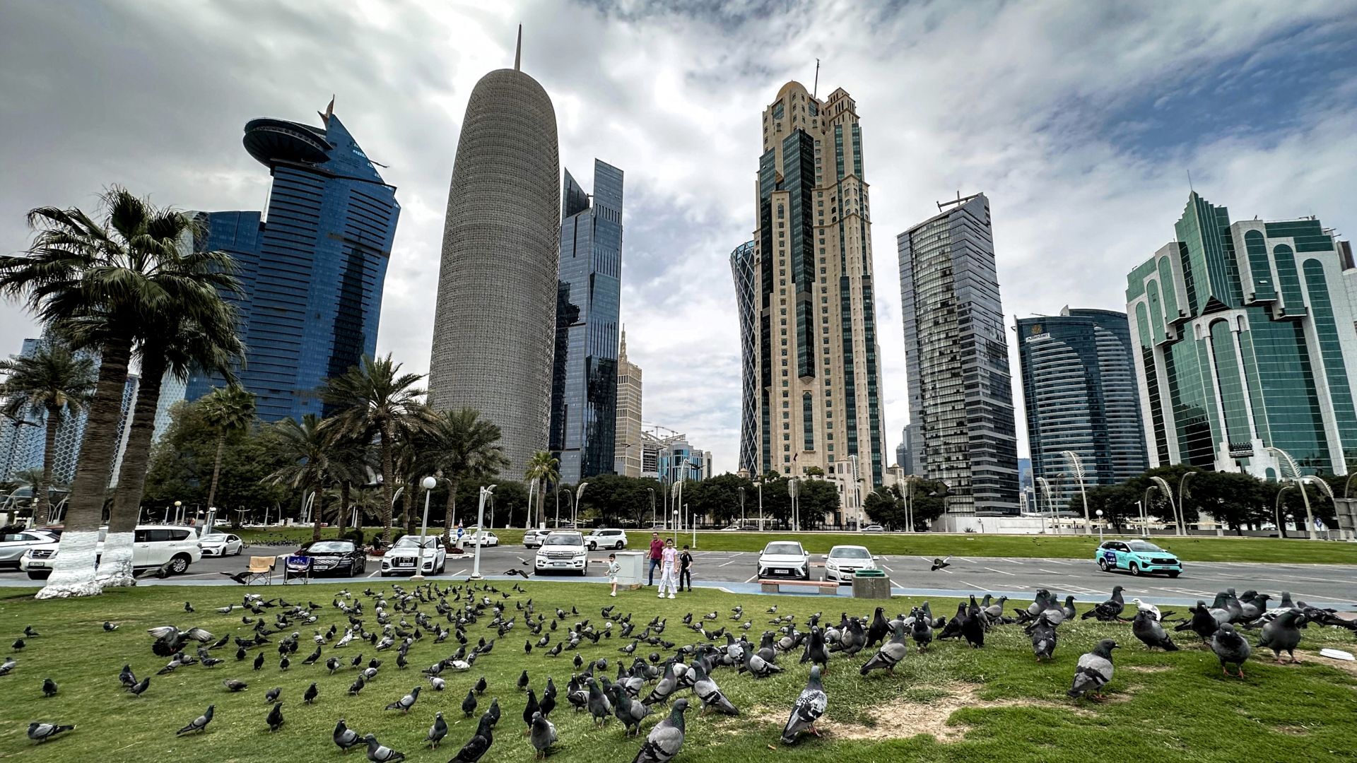 Video thumbnail for Qatar Civil Defence dealing with 'limited fire' started by intercepted missile debris