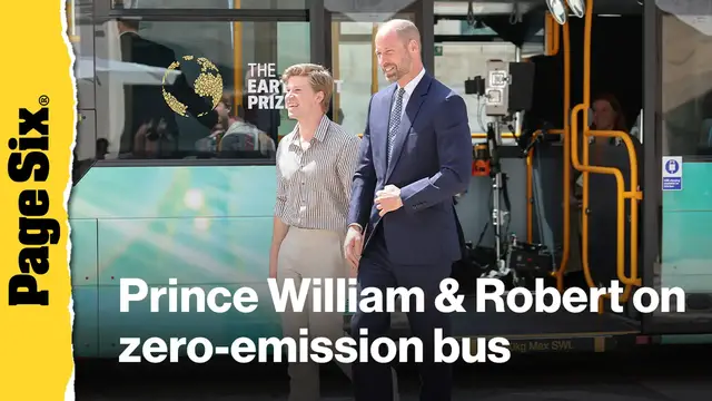Video thumbnail for Prince William and Robert Irwin ride Earthshot branded zero-emission London bus