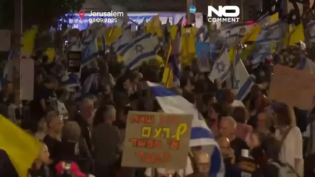 'Video thumbnail for Police drag protesters from rails as Israelis rally for Gaza ceasefire'