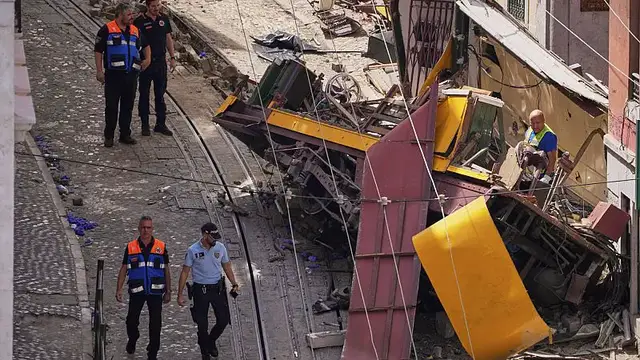 'Video thumbnail for Lisbon funicular wreckage removed after deadly crash'
