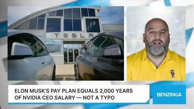 'Video thumbnail for Elon Musk's Pay Plan Equals 2,000 Years of Nvidia CEO Salary — Not A Typo'
