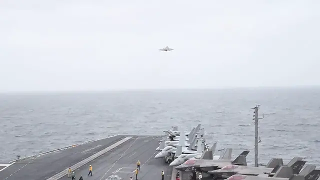 Video thumbnail for Iran: Nuclear-Powered U.S. Aircraft Carrier Launches Super Hornets In Middle East Operations.
