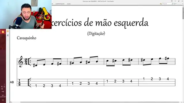 Video thumbnail for [Mini Curso de Cavaquinho] AULA 032 - Exercícios de mão esquerda para cavaquinho