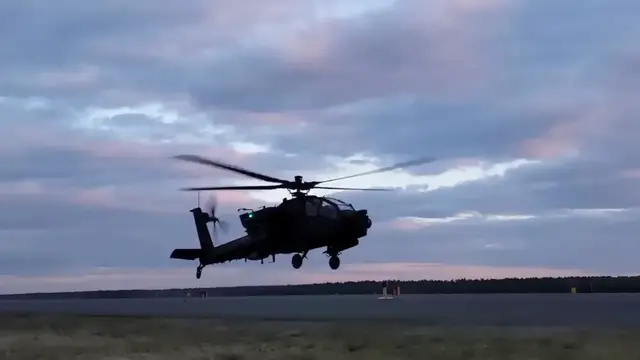 'Video thumbnail for U.S. Apache Attack Helicopters Land In Latvia (FEB 2022)'