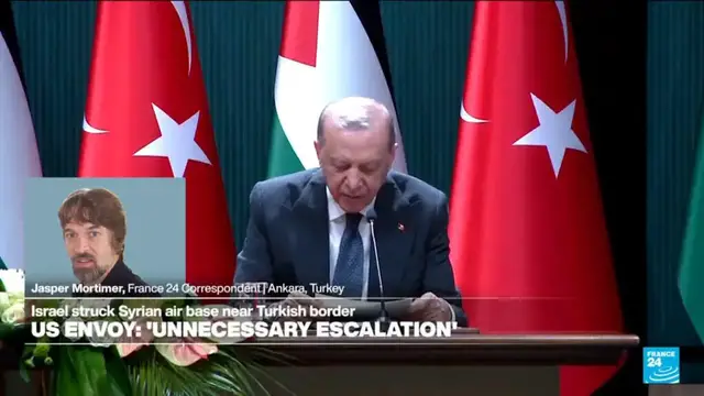 Video thumbnail for Turkey slams Israel's 'untenable' claims after strikes on Syrian base