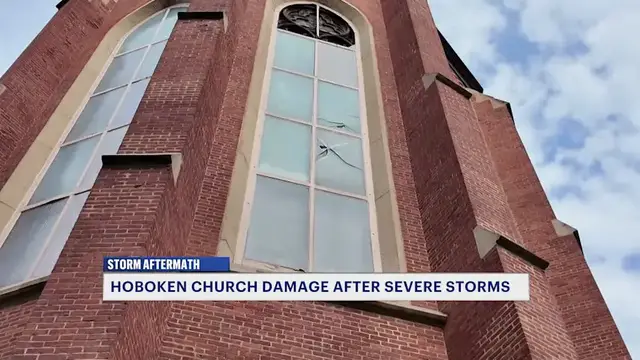 Video thumbnail for Historic Hoboken church damaged during severe storms