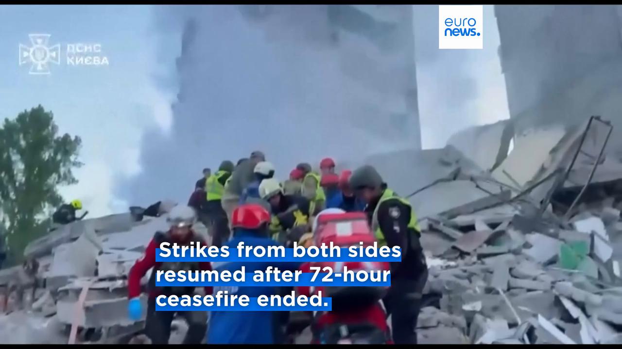 Video thumbnail for Russian attack on Kyiv continues overnight, killing at least five people