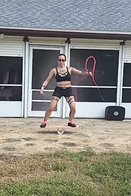 Video thumbnail for Most whip cracks whilst on a balance board in one minute - 196 by April Choi