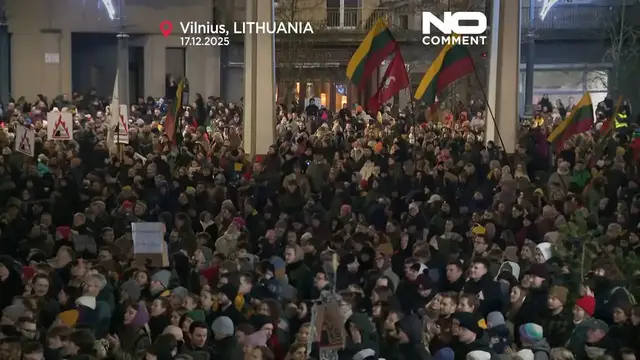 Video thumbnail for Thousands protest in Lithuania against changes to public broadcaster law