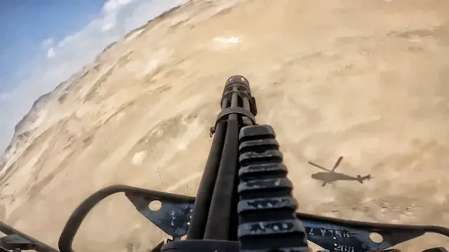 'Video thumbnail for Gatling Gun Shoot From Side Door Of Venom Helicopter'
