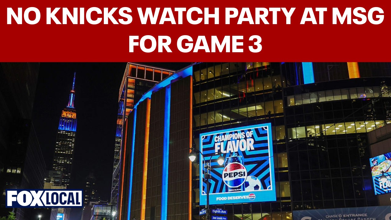 Video thumbnail for No watch party outside MSG for Knicks Game 3 on Monday night