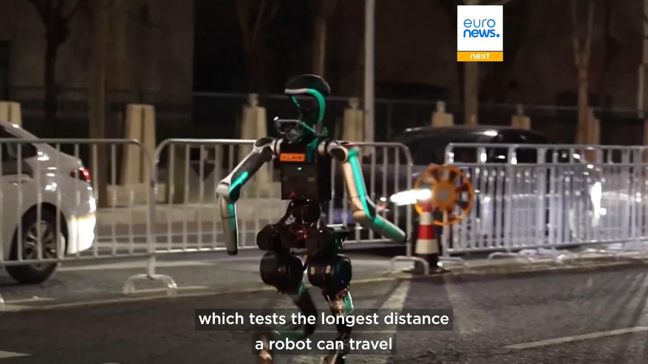 Video thumbnail for More than 70 robot teams gear up for China's second humanoid half-marathon