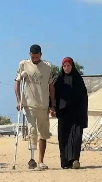 'Video thumbnail for Palestinian father builds prosthetic leg from scrap'