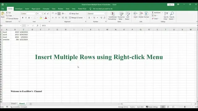 'Video thumbnail for How to Insert Multiple Rows in Excel'