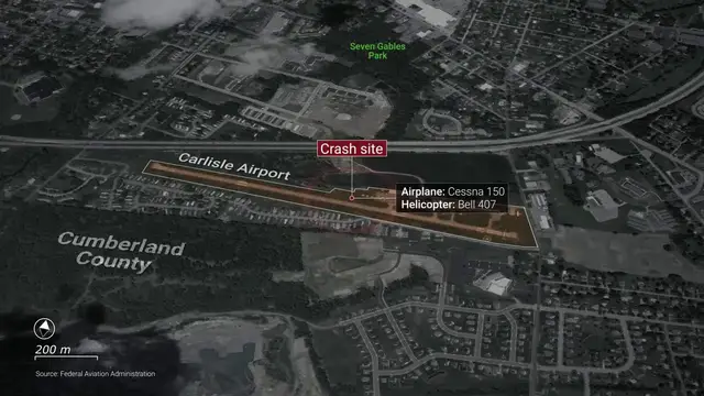 Video thumbnail for US: MOTION GRAPHICS - 1 dead, 2 injured in Pennsylvania aircraft collision.