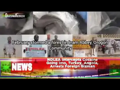 'Video thumbnail for NDLEA Intercepts Cocaine Going Imo, Turkey, Angola, Arrests Foreign Bizman'