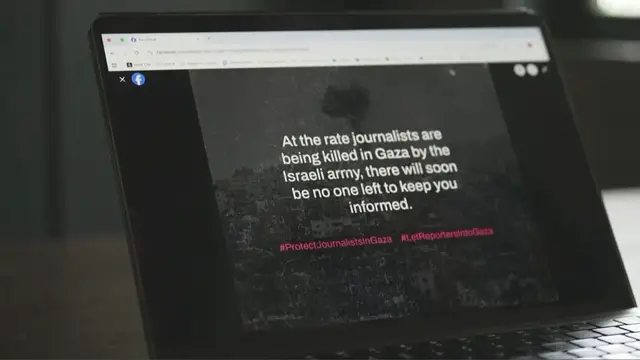 'Video thumbnail for More than 250 media outlets protest over Israel murdering Gaza journalists'