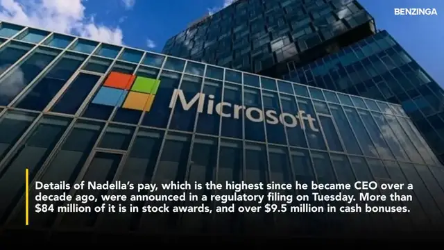 'Video thumbnail for Microsoft CEO Satya Nadella's Pay Jumps To Record $96.5 Million Amid Mass Layoffs And AI Growth'