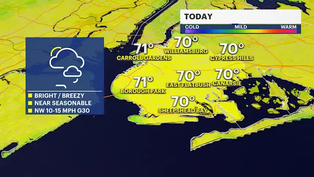 Video thumbnail for Bright, cool and breezy today in Brooklyn
