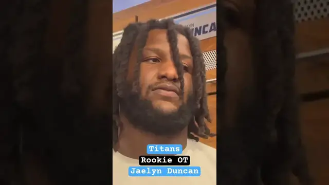 Video thumbnail for Rookie OT Jaelyn Duncan on potentially getting a chance at LT for the #Titans this week. #shorts