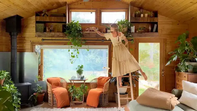 Video thumbnail for Cozy Living Room Renovation | just a girl and her power tools ‍️