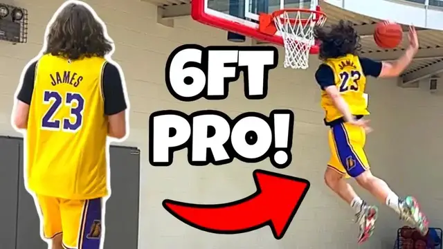 'Video thumbnail for travis reynolds: insane dunking skills in a lebron james jersey'